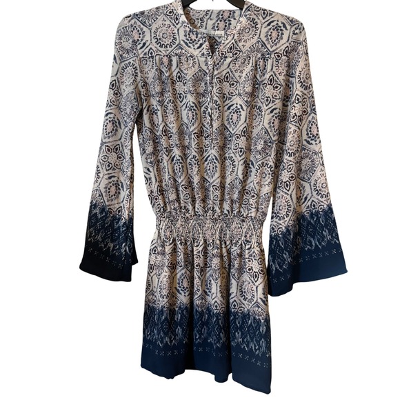 Dresses & Skirts - Stillwater Women's Mini Dress Medium Smocked Waist Boho Pattern Bell Sleeves